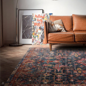 Zola Evin Traditional Persian Hi-Low Textured Pink/Turquoise Blue/Orange/Yellow/Cream/Multicolour Rug-Asiatic Carpets-Rug Love - The Most Loved Rug Store